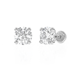 5mm Clear Round CZ Stud Earrings - Solid 14K White Gold, Screw Back, for Babies & Children