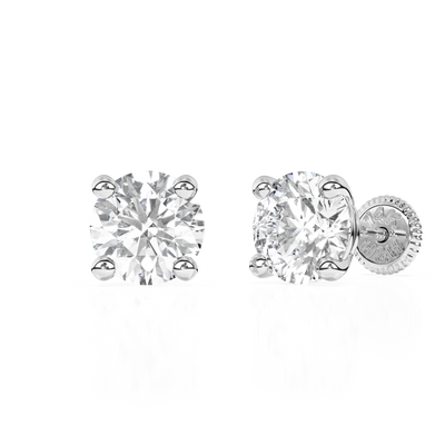 5mm Clear Round CZ Stud Earrings5