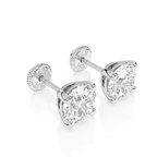 5mm Clear Round CZ Stud Earrings - Solid 14K White Gold, Screw Back, for Babies & Children