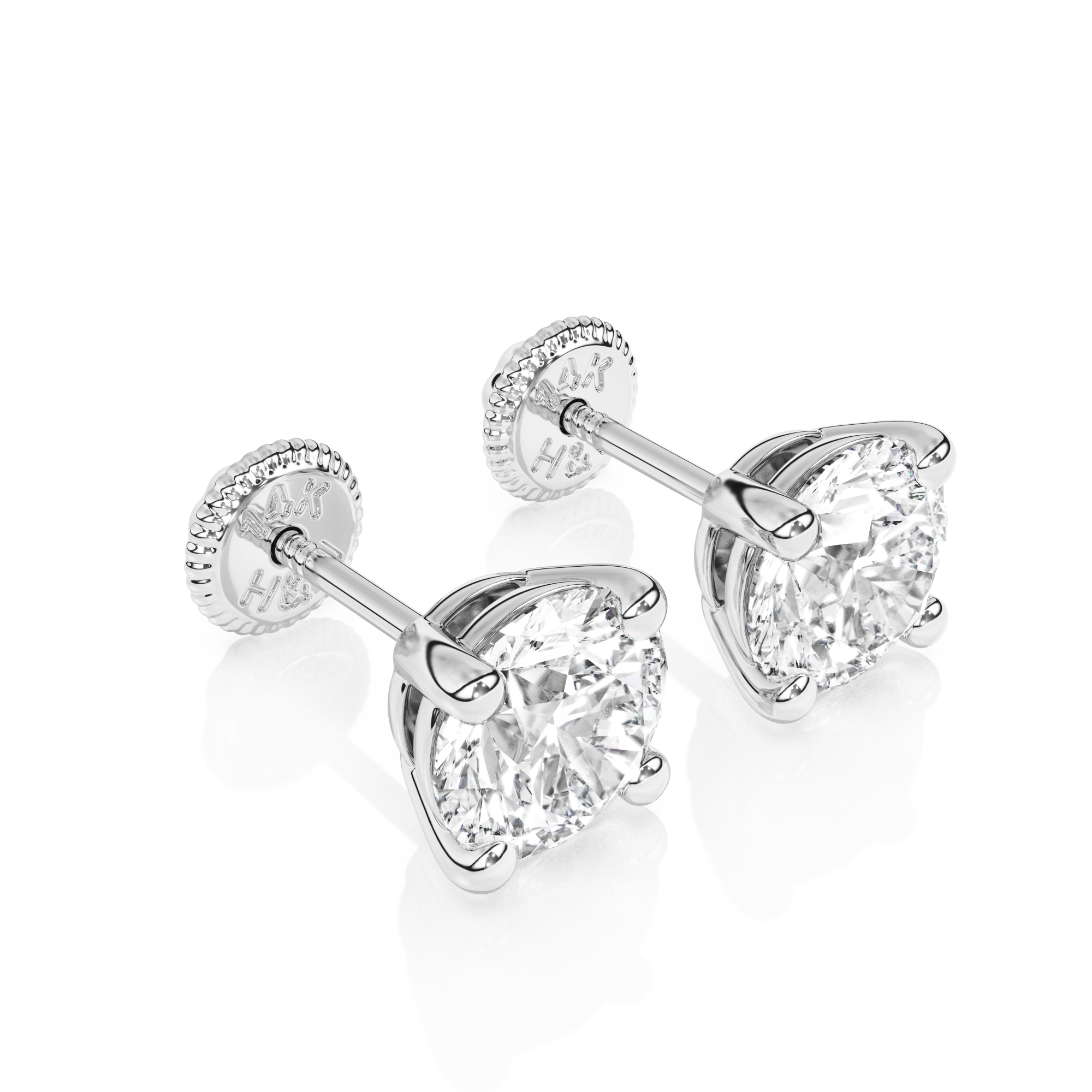 5mm Clear Round CZ Stud Earrings - Solid 14K White Gold, Screw Back, for Babies & Children