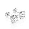 5mm Clear Round CZ Stud Earrings - Solid 14K White Gold, Screw Back, for Babies & Children