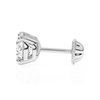 5mm Clear Round CZ Stud Earrings - Solid 14K White Gold, Screw Back, for Babies & Children