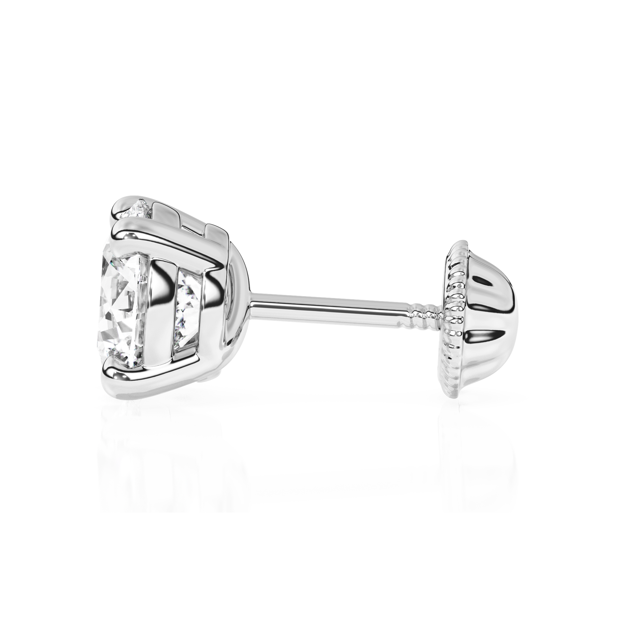 5mm Clear Round CZ Stud Earrings - Solid 14K White Gold, Screw Back, for Babies & Children