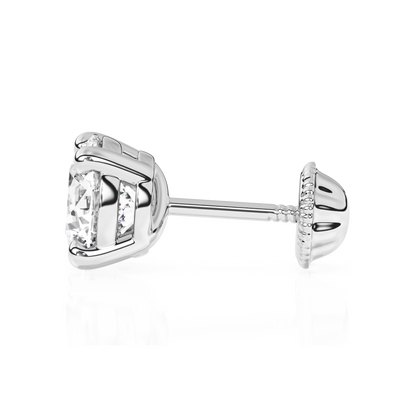 5mm Clear Round CZ Stud Earrings - Solid 14K White Gold, Screw Back, for Babies & Children