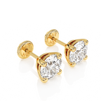 5mm Clear Round CZ Stud Earrings - Solid 14K Gold, Screw Back, for Babies & Children