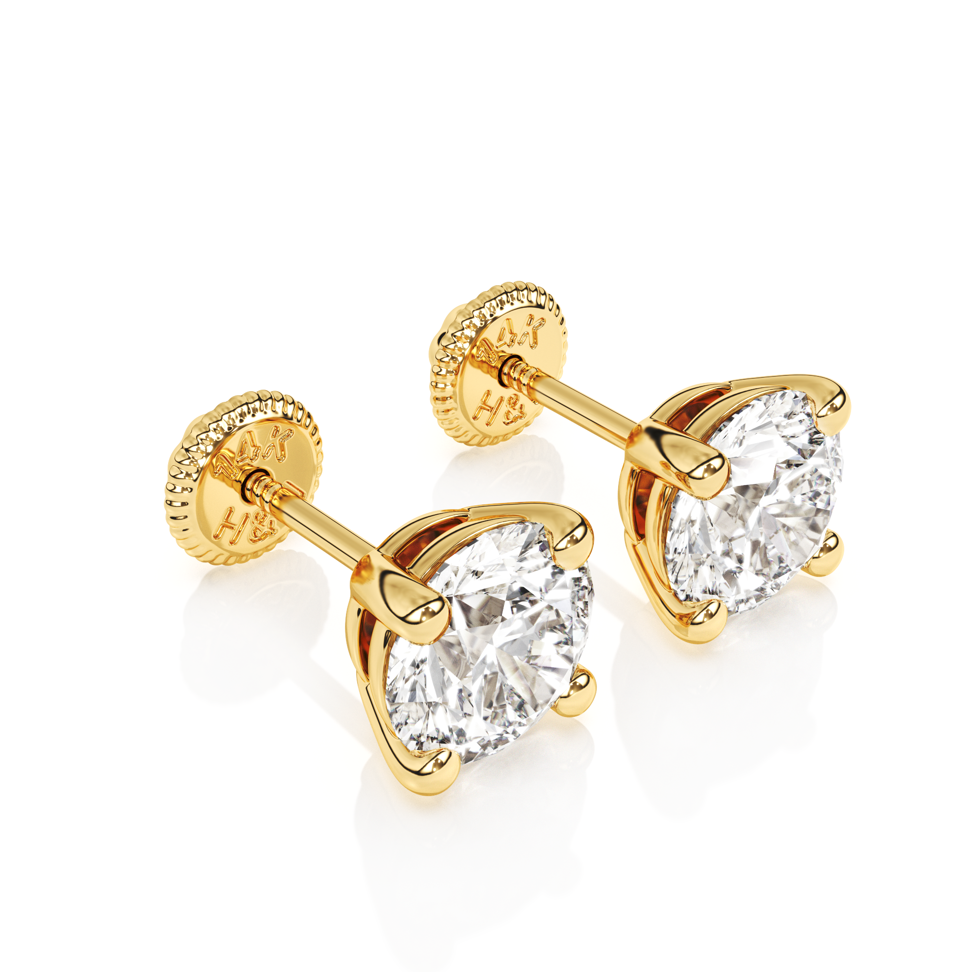5mm Clear Round CZ Stud Earrings - Solid 14K Gold, Screw Back, for Babies & Children