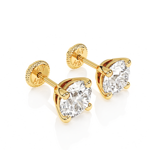 5mm Clear Round CZ Stud Earrings - Solid 14K Gold, Screw Back, for Babies & Children