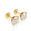 5mm Clear Round CZ Stud Earrings - Solid 14K Gold, Screw Back, for Babies & Children