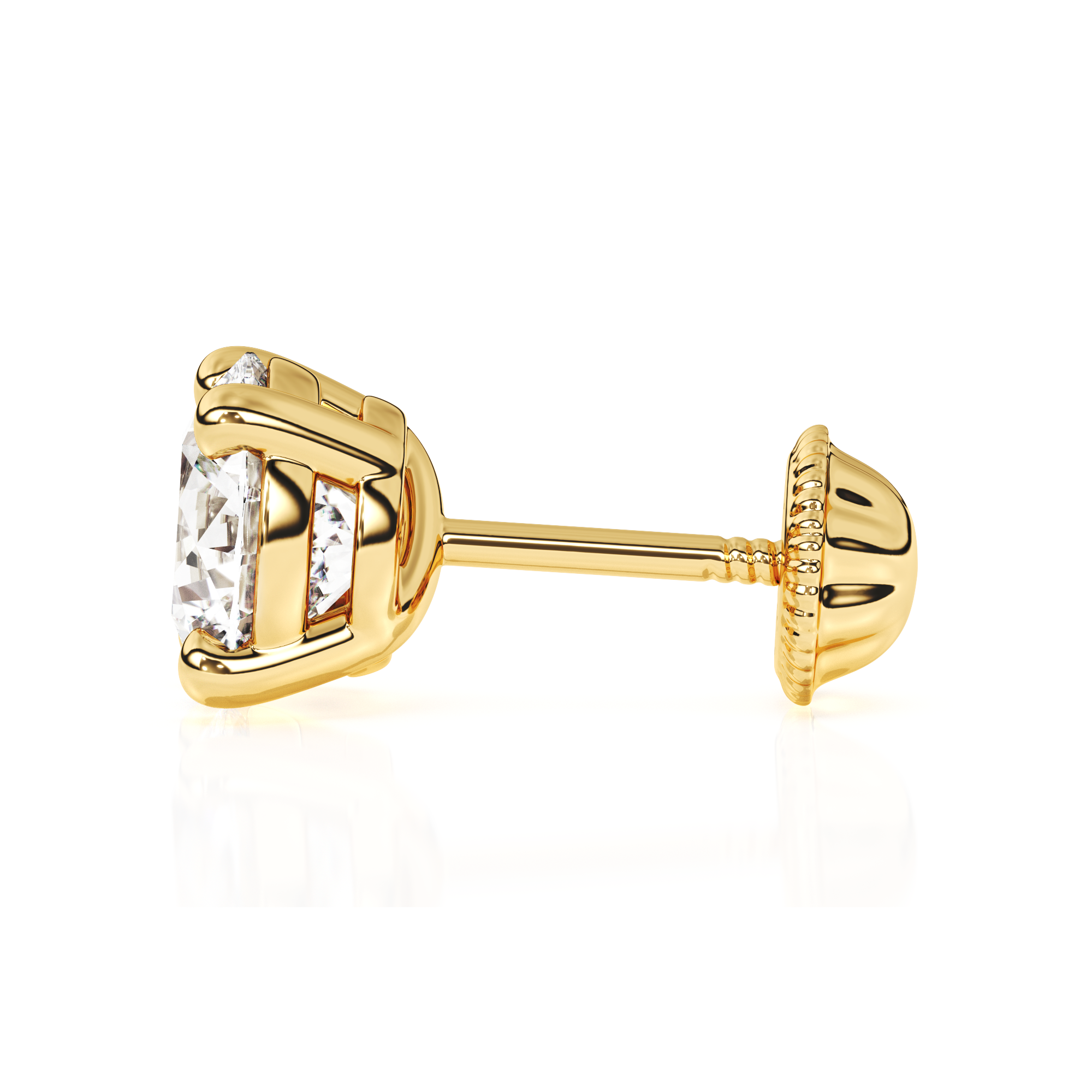5mm Clear Round CZ Stud Earrings - Solid 14K Gold, Screw Back, for Babies & Children