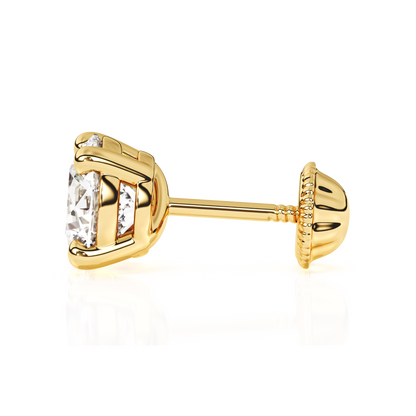 5mm Clear Round CZ Stud Earrings - Solid 14K Gold, Screw Back, for Babies & Children