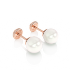 5mm Pearl Stud Earrings - Solid 14K Rose Gold, Screw Back, for Babies & Children