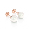 5mm Pearl Stud Earrings - Solid 14K Rose Gold, Screw Back, for Babies & Children