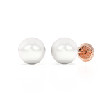 5mm Pearl Stud Earrings - Solid 14K Rose Gold, Screw Back, for Babies & Children