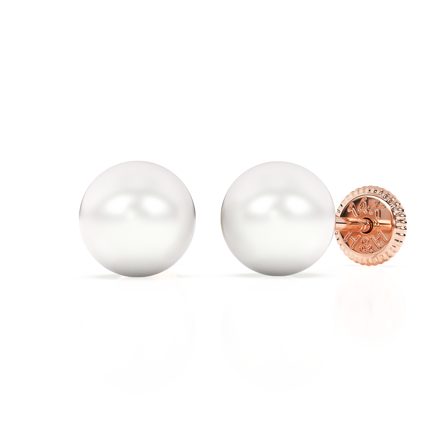 5mm Pearl Stud Earrings - Solid 14K Rose Gold, Screw Back, for Babies & Children