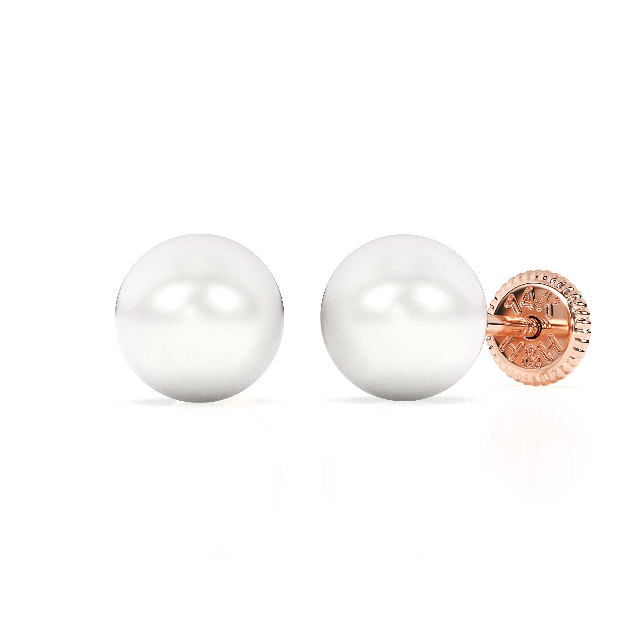 5mm Pearl Stud Earrings - Solid 14K Rose Gold, Screw Back, for Babies & Children