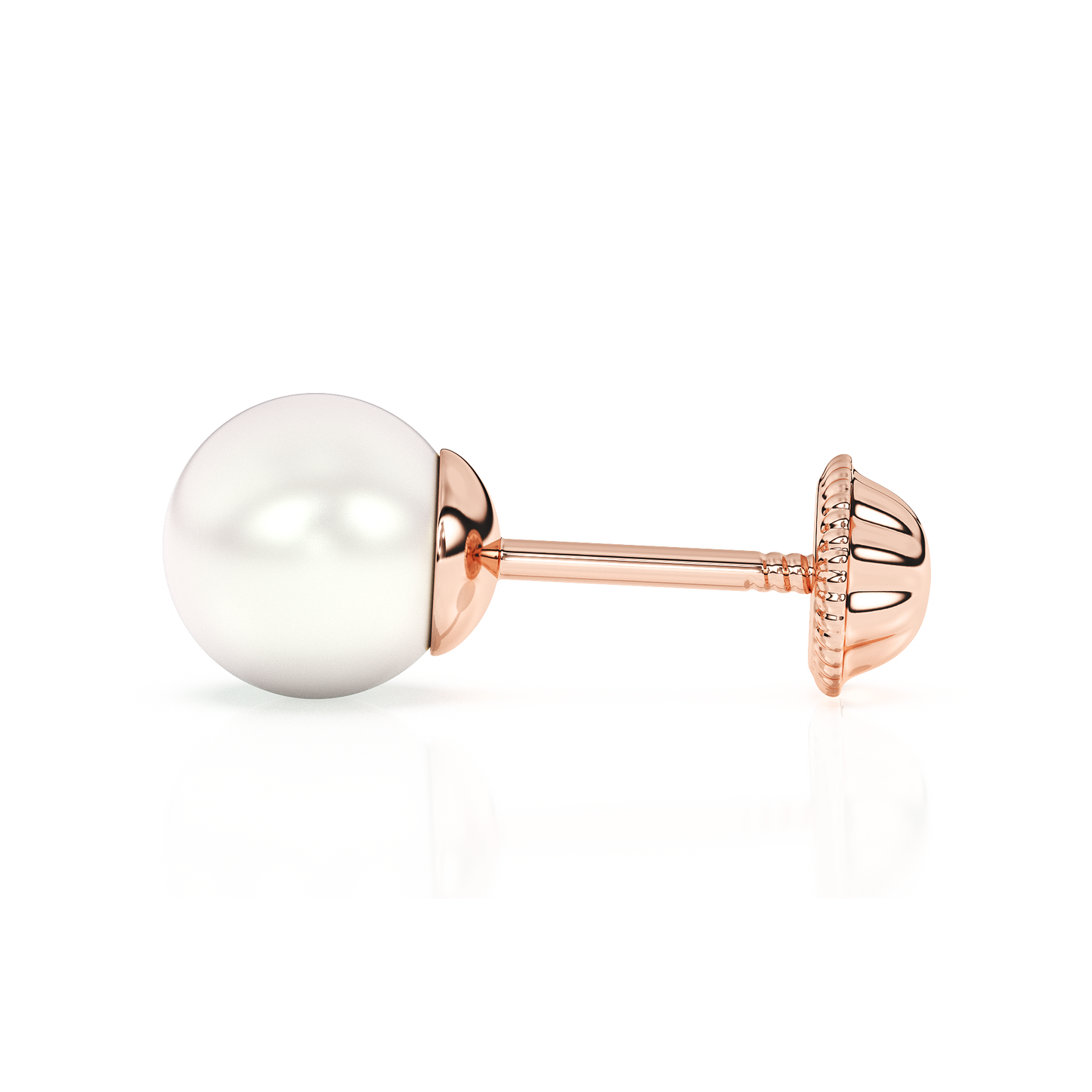 5mm Pearl Stud Earrings - Solid 14K Rose Gold, Screw Back, for Babies & Children
