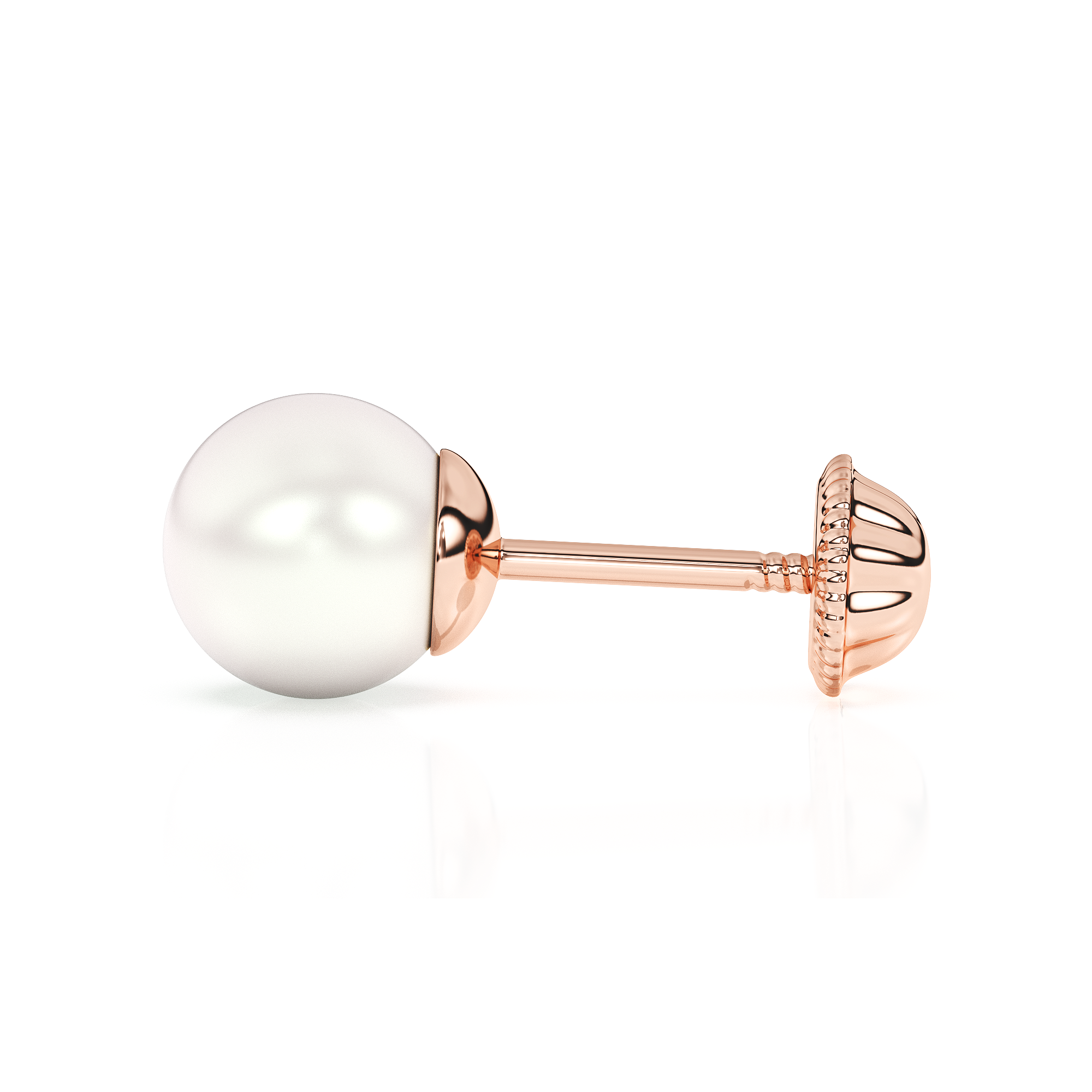 5mm Pearl Stud Earrings - Solid 14K Rose Gold, Screw Back, for Babies & Children