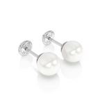 5mm Pearl Stud Earrings - Solid 14K White Gold, Screw Back, for Babies & Children