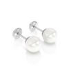 5mm Pearl Stud Earrings - Solid 14K White Gold, Screw Back, for Babies & Children