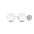 5mm Pearl Stud Earrings - Solid 14K White Gold, Screw Back, for Babies & Children