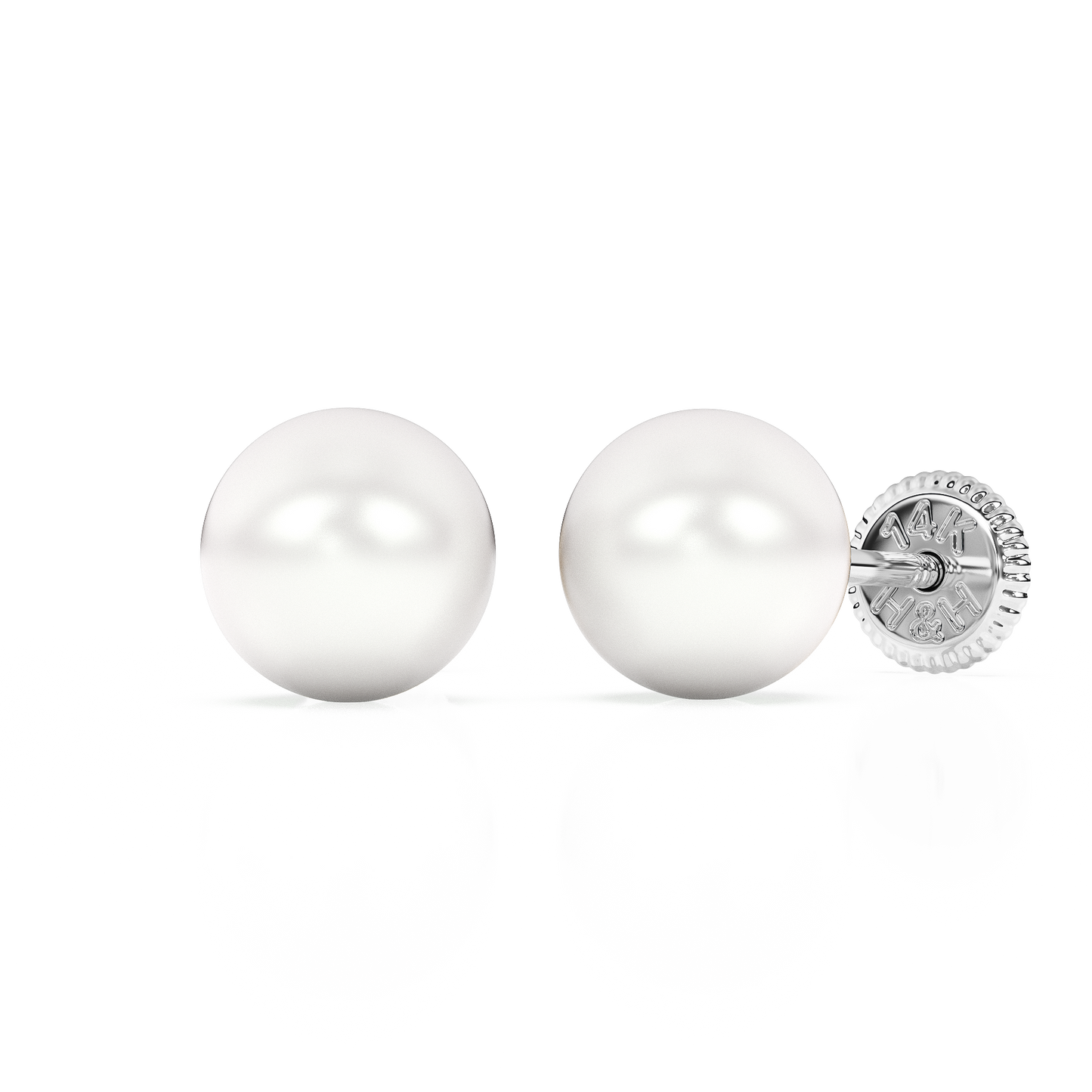 5mm Pearl Stud Earrings - Solid 14K White Gold, Screw Back, for Babies & Children
