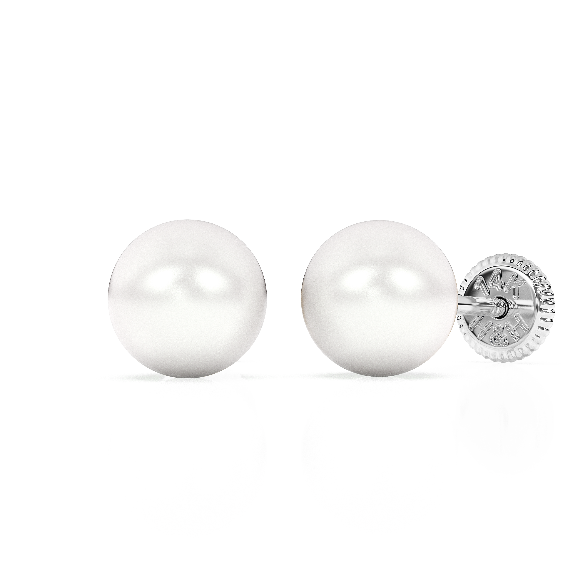 5mm Pearl Stud Earrings - Solid 14K White Gold, Screw Back, for Babies & Children