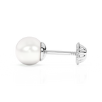 5mm Pearl Stud Earrings - Solid 14K White Gold, Screw Back, for Babies & Children