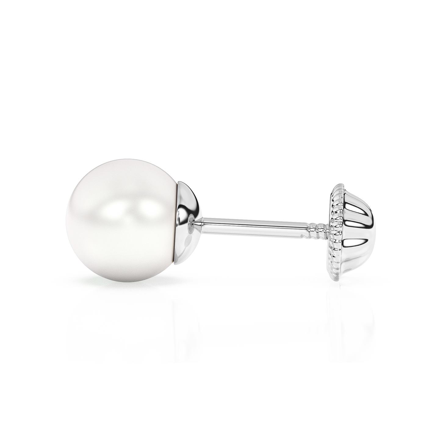 5mm Pearl Stud Earrings - Solid 14K White Gold, Screw Back, for Babies & Children