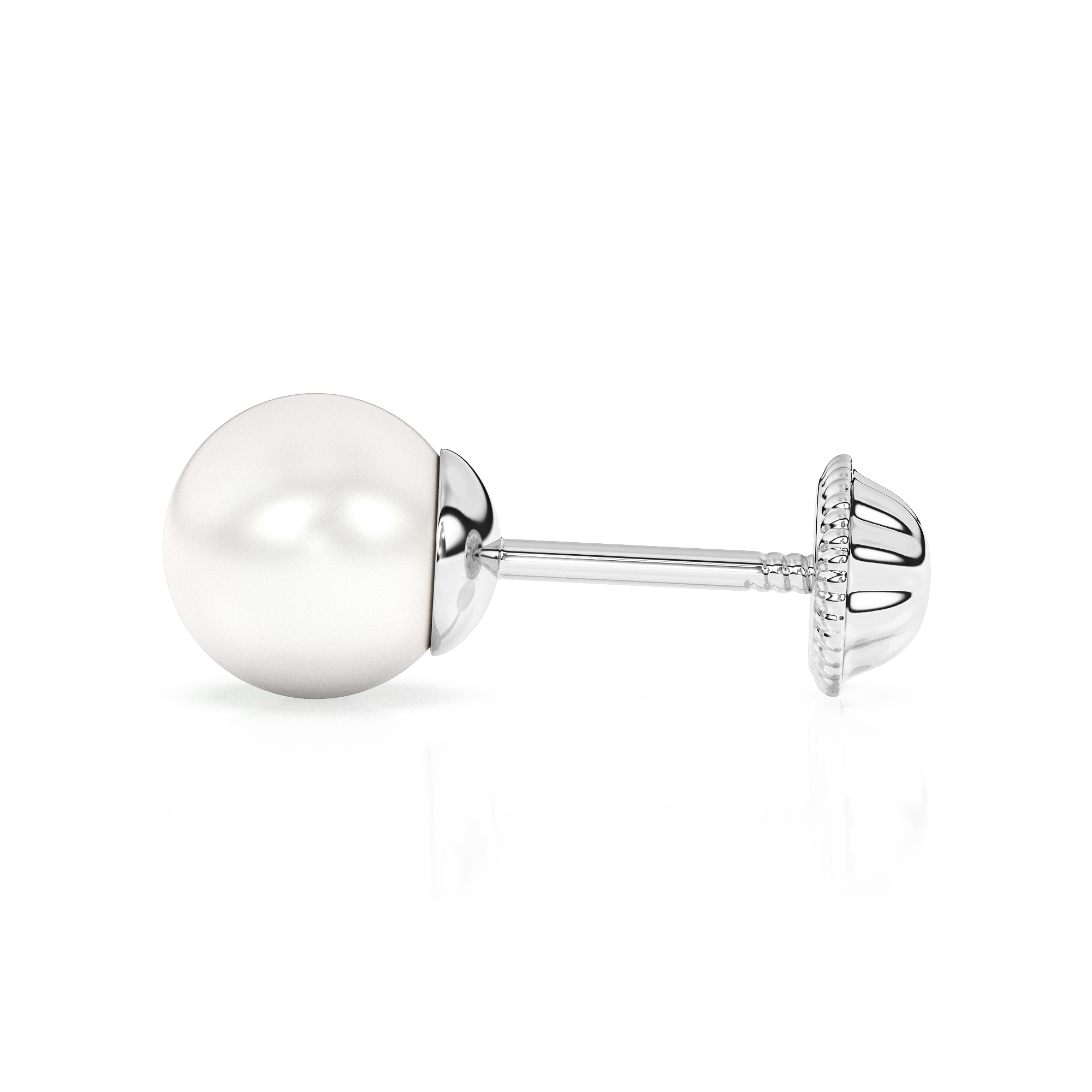 5mm Pearl Stud Earrings - Solid 14K White Gold, Screw Back, for Babies & Children