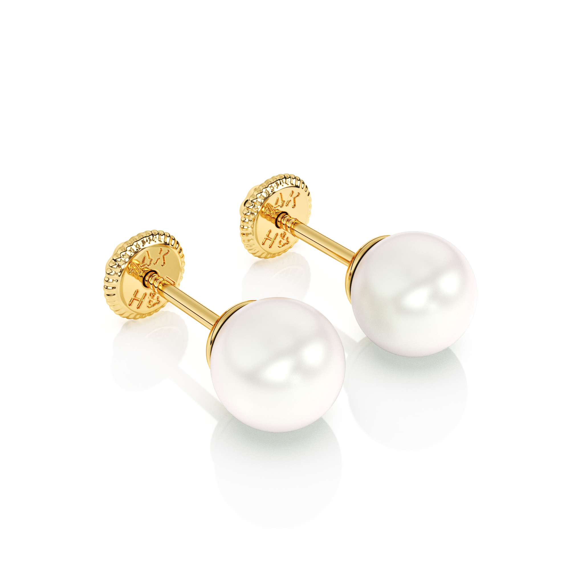 5mm Pearl Stud Earrings - Solid 14K Gold, Screw Back, for Babies & Children