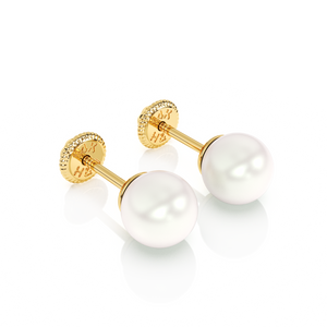 5mm Pearl Stud Earrings - Solid 14K Gold, Screw Back, for Babies & Children