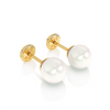 5mm Pearl Stud Earrings - Solid 14K Gold, Screw Back, for Babies & Children