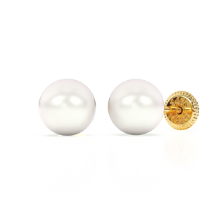 5mm Pearl Stud Earrings - Solid 14K Gold, Screw Back, for Babies & Children