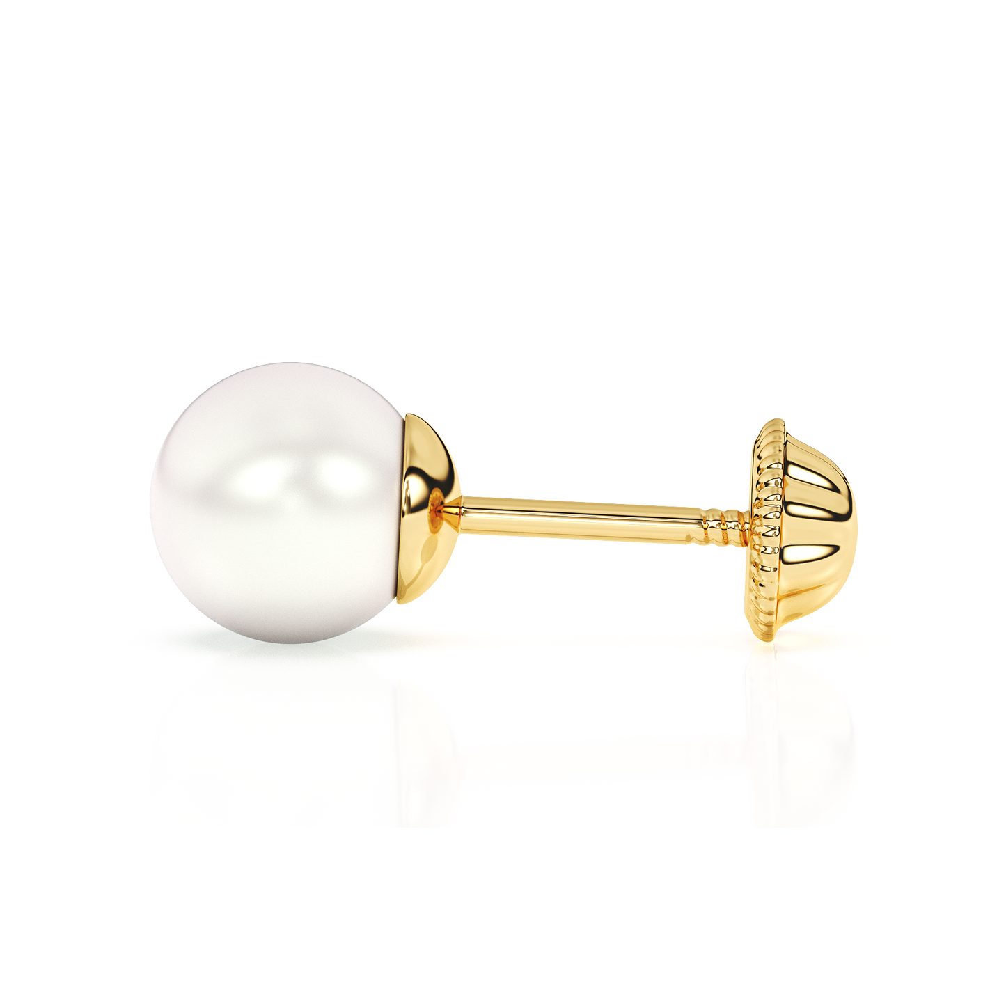 5mm Pearl Stud Earrings - Solid 14K Gold, Screw Back, for Babies & Children