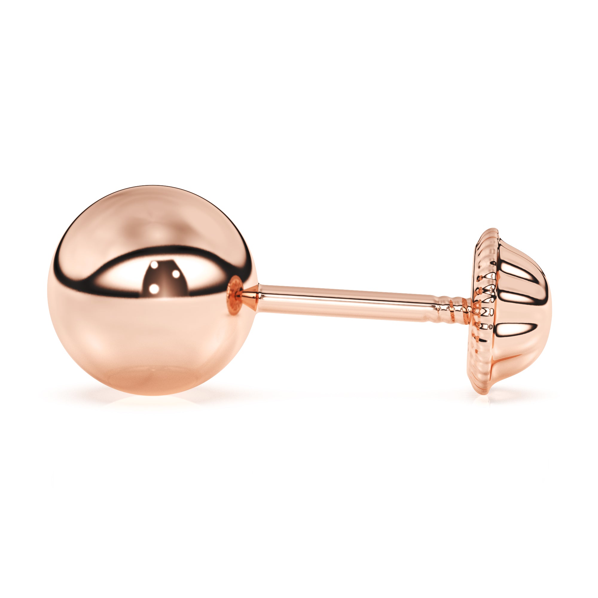Round stud earrings in rose gold with screwback post.