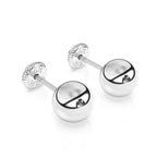 5mm Classic Round Stud Earrings - Solid 14K White Gold, Screw Back, for Babies & Children