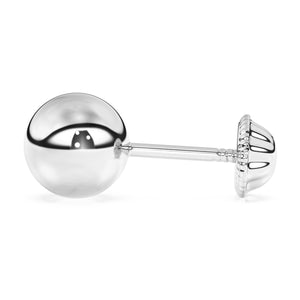 5mm Classic Round Stud Earrings - Solid 14K White Gold, Screw Back, for Babies & Children