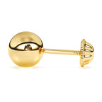 Pendientes clásicos redondos de 5 mm - Oro macizo de 14 quilates, cierre de rosca, para bebés y niños