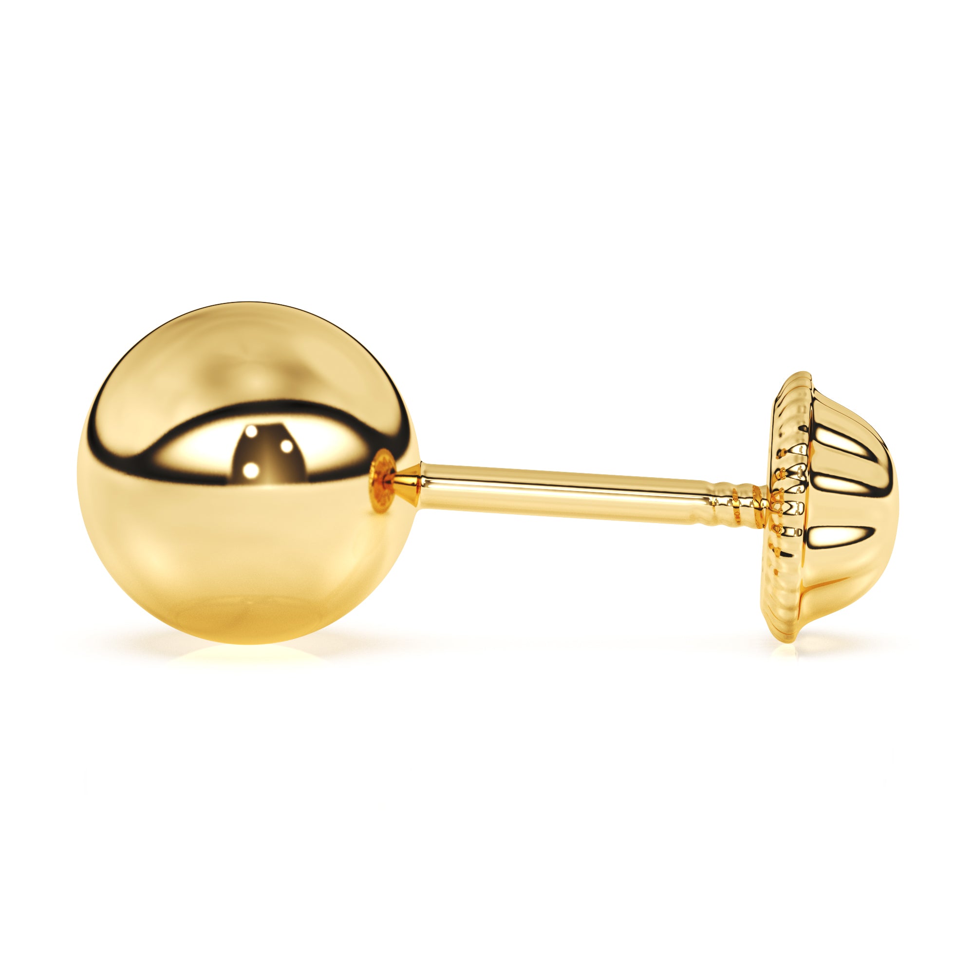 Pendientes clásicos redondos de 5 mm - Oro macizo de 14 quilates, cierre de rosca, para bebés y niños