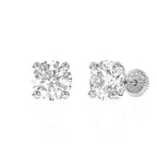 5mm Clear Round CZ Stud Earrings - Solid 14K White Gold, Screw Back, for Babies & Children