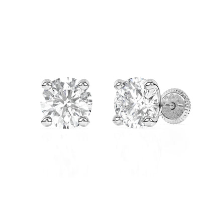 5mm Clear Round CZ Stud Earrings5