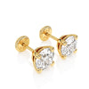 Pendientes de botón con circonita cúbica redonda transparente de 5 mm - Oro macizo de 14 quilates, cierre de rosca, para bebés y niños