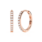 9mm Halo Pavé Clear CZ Huggie Hoop Earrings - Solid 14K Rose Gold, Huggie Hoop, for Babies & Children