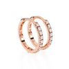 9mm Halo Pavé Clear CZ Huggie Hoop Earrings - Solid 14K Rose Gold, Huggie Hoop, for Babies & Children