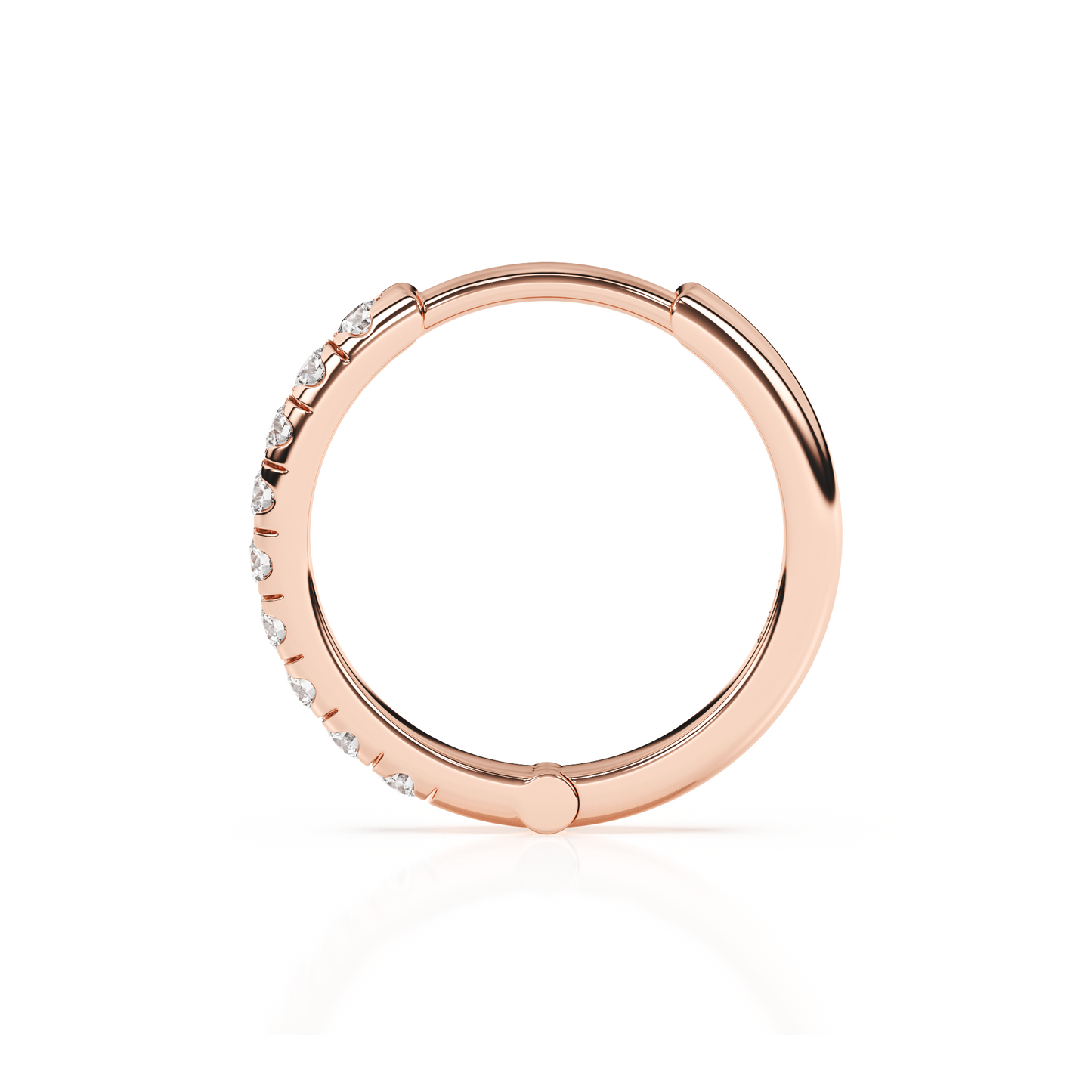 9mm Halo Pavé Clear CZ Huggie Hoop Earrings - Solid 14K Rose Gold, Huggie Hoop, for Babies & Children