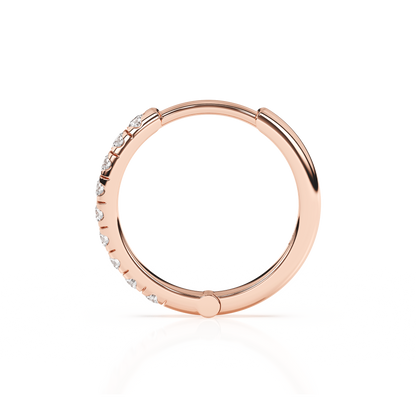 9mm Halo Pavé Clear CZ Huggie Hoop Earrings - Solid 14K Rose Gold, Huggie Hoop, for Babies & Children