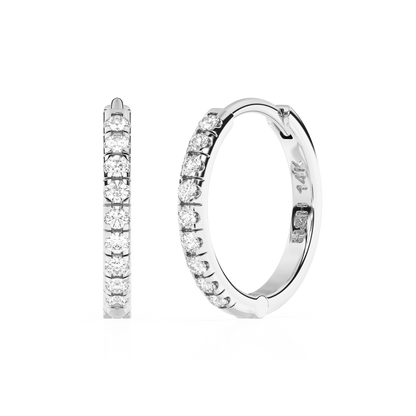 9mm Halo Pavé Clear CZ Huggie Hoop Earrings - Solid 14K White Gold, Huggie Hoop, for Babies & Children