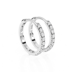 9mm Halo Pavé Clear CZ Huggie Hoop Earrings - Solid 14K White Gold, Huggie Hoop, for Babies & Children