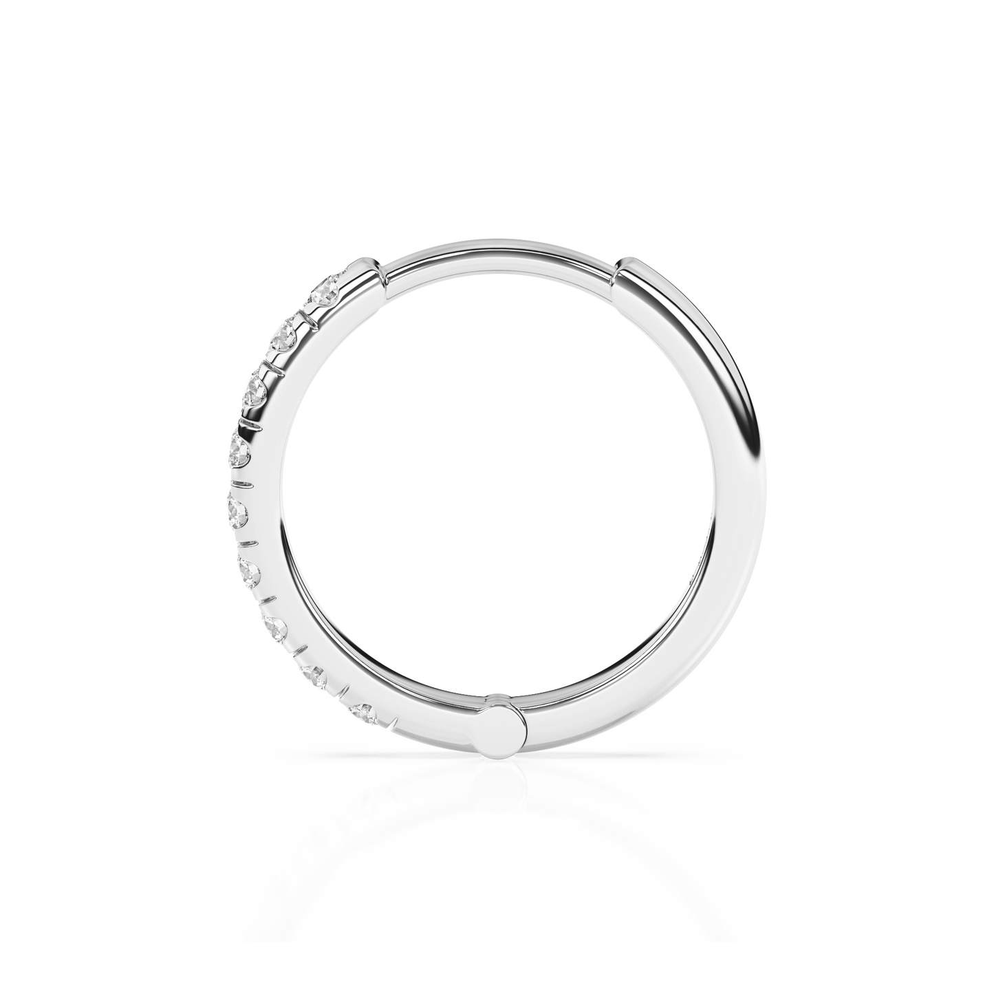 9mm Halo Pavé Clear CZ Huggie Hoop Earrings - Solid 14K White Gold, Huggie Hoop, for Babies & Children
