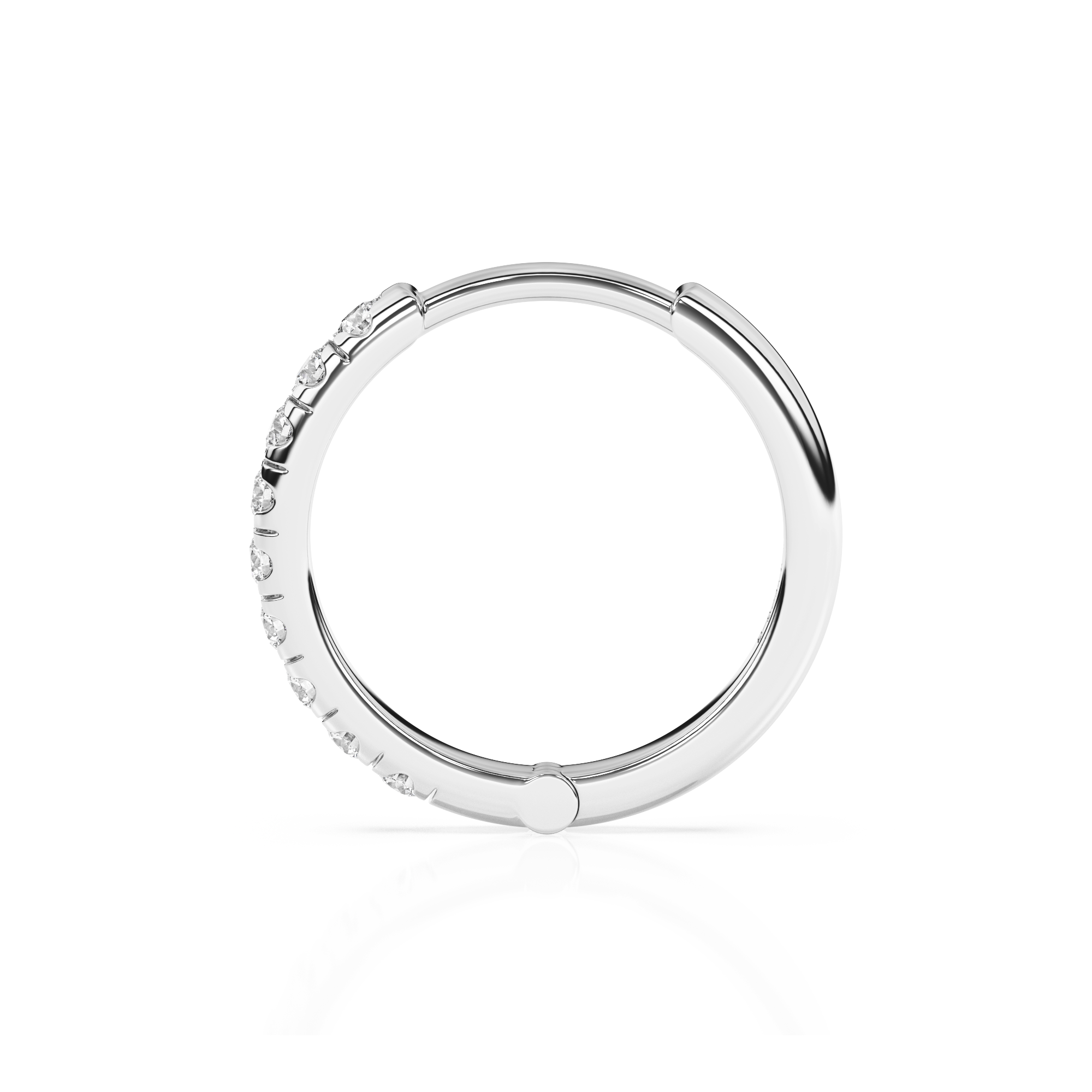 9mm Halo Pavé Clear CZ Huggie Hoop Earrings - Solid 14K White Gold, Huggie Hoop, for Babies & Children